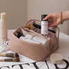 将图像加载到图库查看器中，Organize in Style with Luxury Leather Makeup Bag - High Capacity Travel Cosmetic Case!