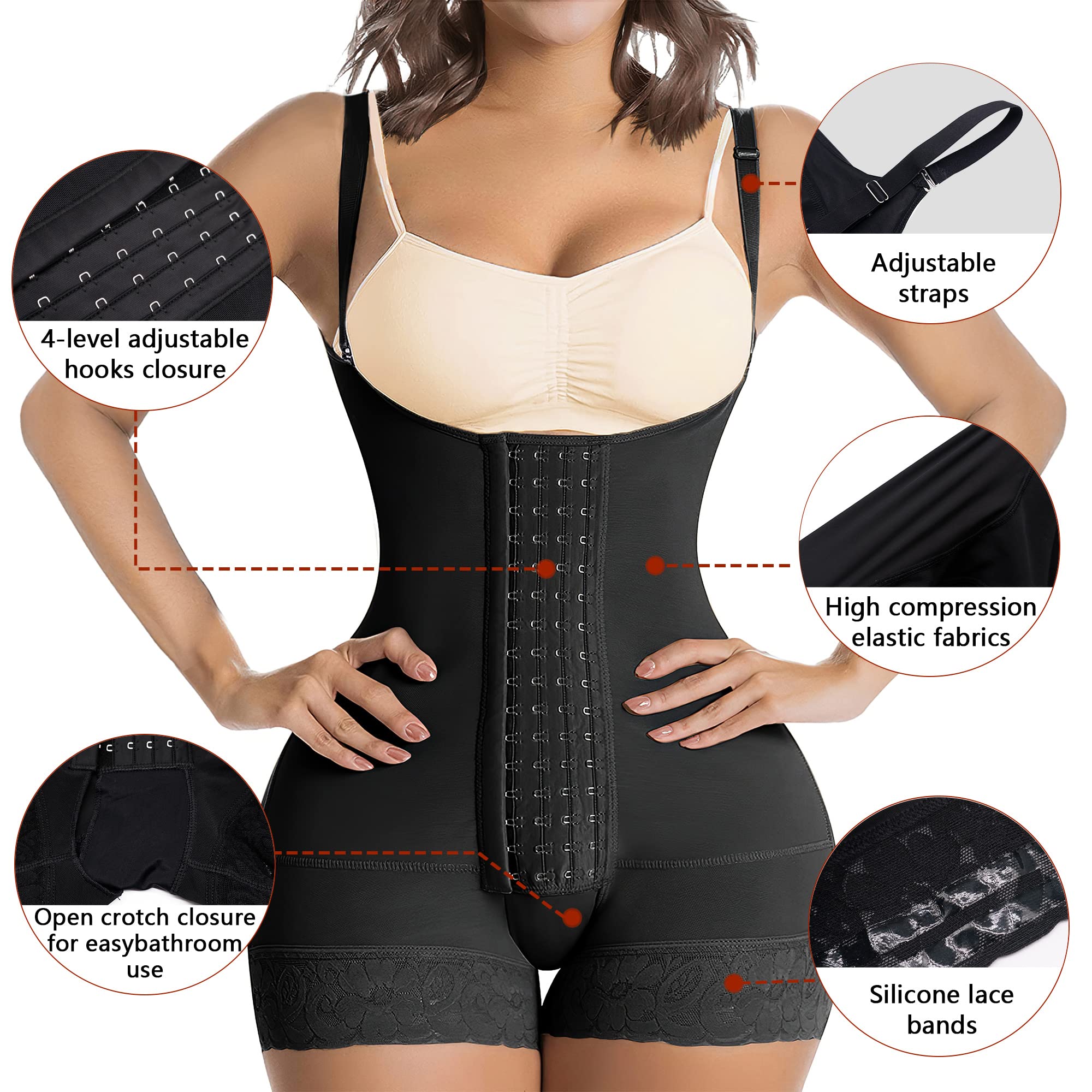 Sculpt Your Shape: Women's Lace Bodysuit with Adjustable Breast & Tummy Control